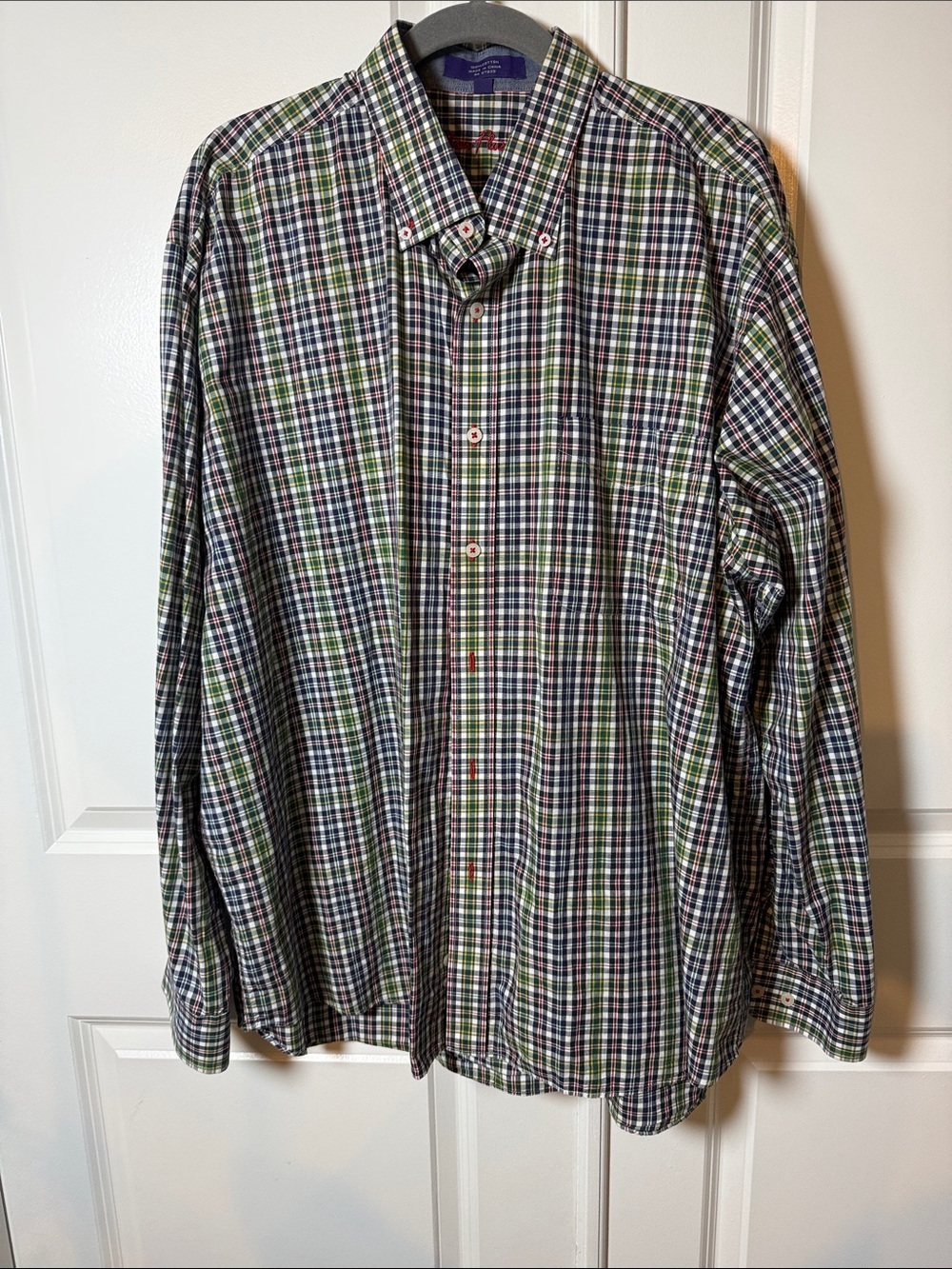 Alan Flusser Green and Blue Plaid Button-Down Shirt